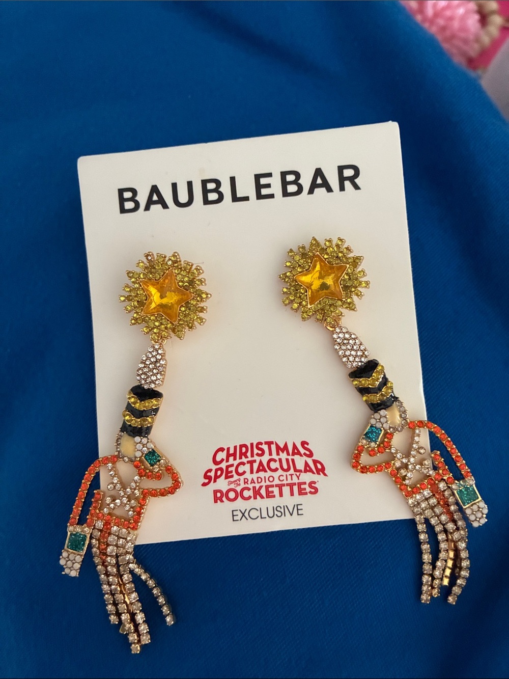 Exclusive NWOT BaubleBar Gold & Yellow Star Dangle Earrings.